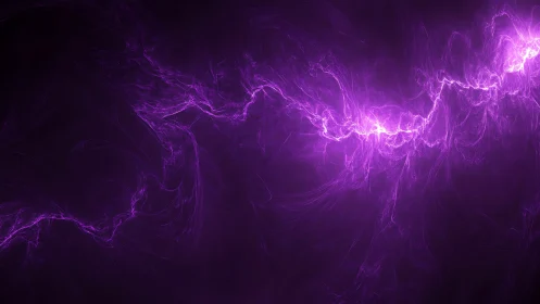 Violet plasma arc traces dynamic energy across dark void
