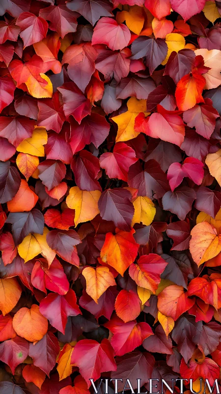 Dense surface of red and orange autumn foliage pattern.