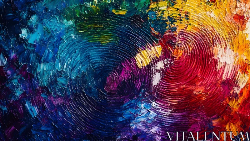 Vivid Abstract Swirl Painting with Bold Colors and Texture.