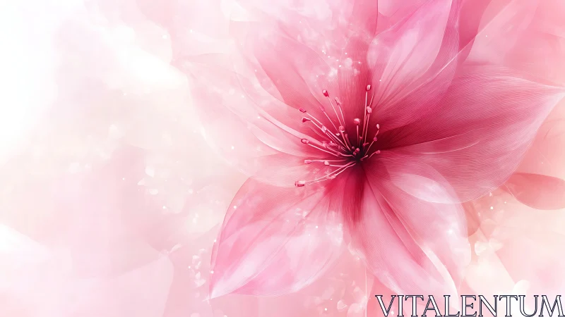 Delicate Pink Flower Blooms with Soft Luminous Glow