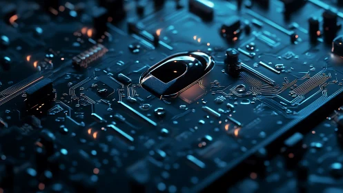 Midnight circuitry hums while molten highlights trace logic