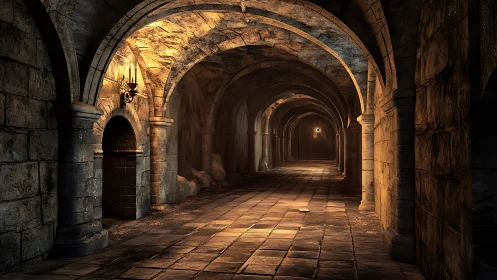 Torchlit stone vault where ancient whispers outshine silence.