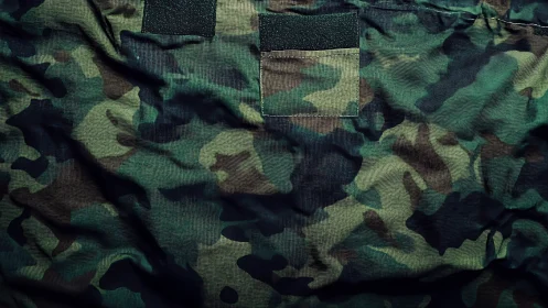 Tactical Camouflage Fabric with Weathered Pocket Detail