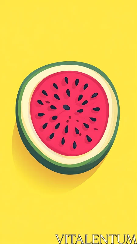 Vibrant watermelon slice on bold yellow minimal background.
