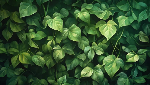 Gentle green ivy leaves creating a cozy natural hideaway.