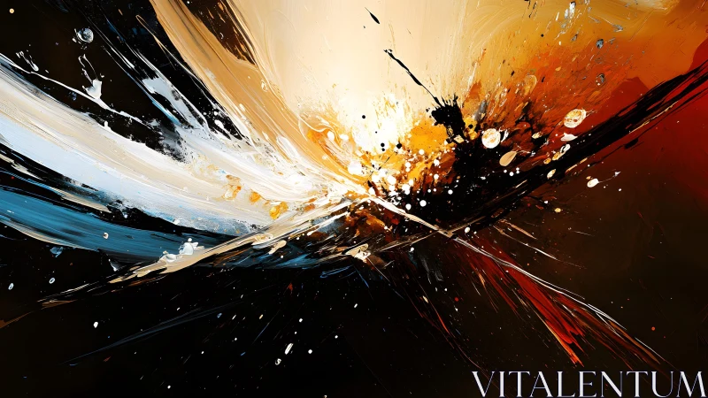 Dynamic Abstract Burst in Fiery and Cool Tones, Modern Art Style.