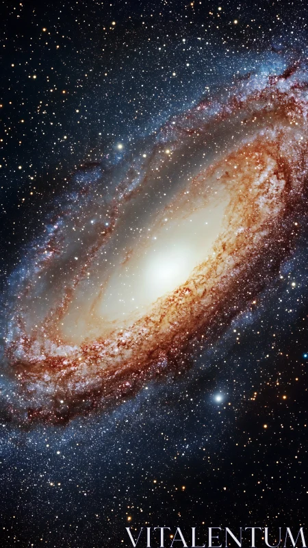 High-resolution inclined spiral galaxy with dense stellar disk
