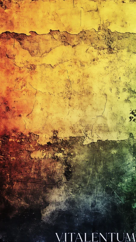 Grunge wall texture with warm to cool color gradient.