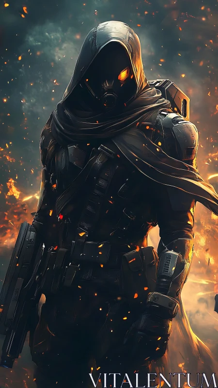 Armored pyrooperative with embersurged visor in meltdown field.