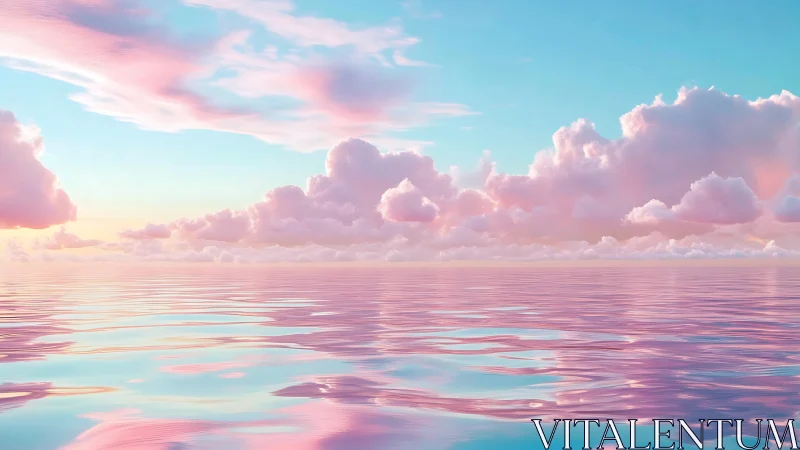 Pastel sunset clouds reflect softly across tranquil water