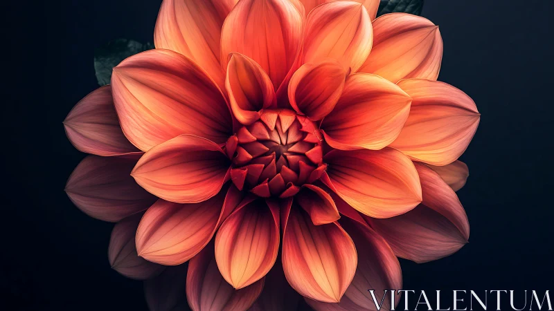Volumetric Dahlia Bloom With Radial Petal Symmetry and Warm Chromatic Gradation