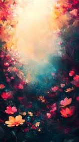 Radiant Garden: A Luminous Blooming Pathway Through Enchanted Flowers