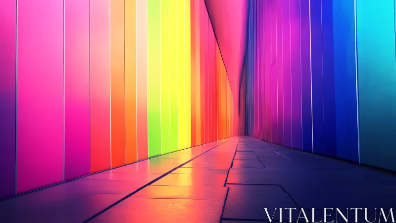 Radiant rainbow corridor inviting you into glowing color magic.