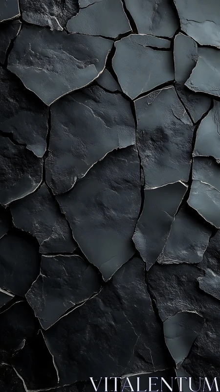 Photorealistic fractured slate surface with dark tonal relief.