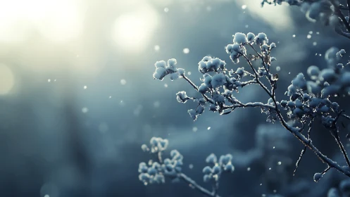 Gentle winter branches cradling quiet morning snowfall.