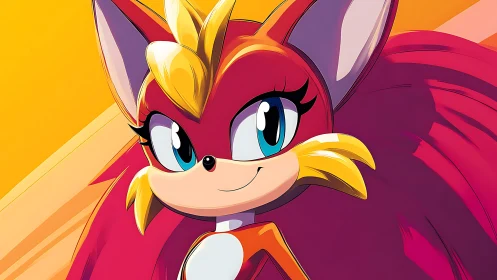 Sunburst-furred heroine grinning under candy neon skies.