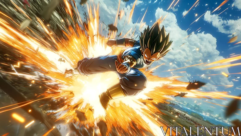 Energy-charged fighter launches explosive aerial attack