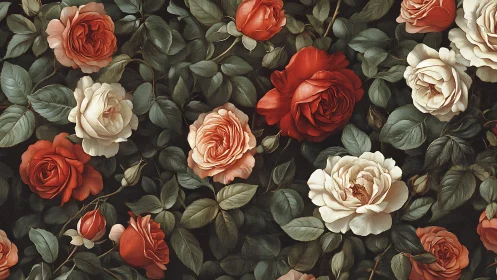 Classic Garden Roses with Deep Moody Foliage.