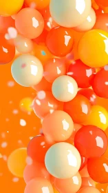 Glossy orange and cream spheres on uniform orange field.