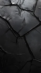 Shattered black stone slabs with glossy fractured texture.
