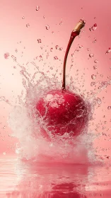 Cherry plunges into water, captured at high speed