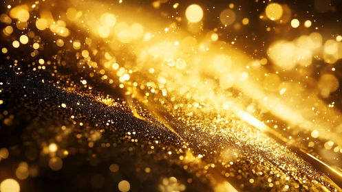 Sparkling Golden Bokeh Abstract Background with Glittering Light.