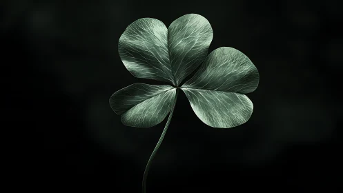 Four leaf clover glows softly against a moody dark void
