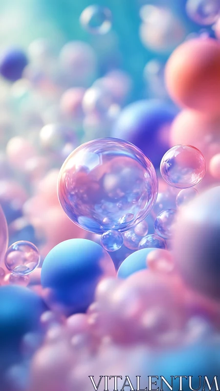 Soft pastel bubbles drift through dreamy neon light haze