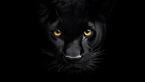 Black Panther's Golden Gaze in Darkness