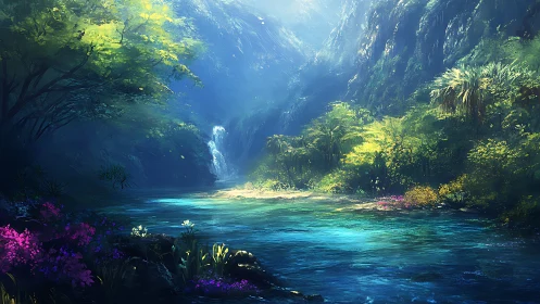 Emerald ravine stream where hidden waterfall songs awaken.