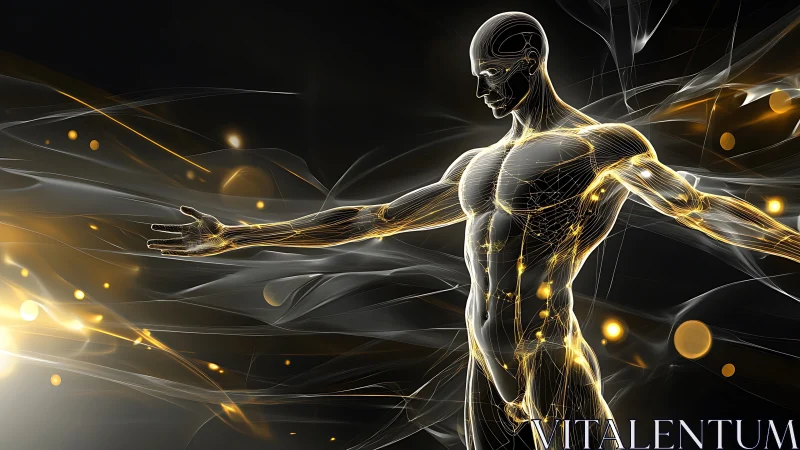 Digital human figure with illuminated neural pathways.