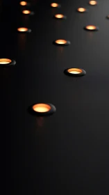 Minimalist recessed floor lights in cinematic 3D perspective.