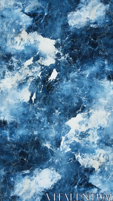Blue and white marbled abstract surface fills the frame