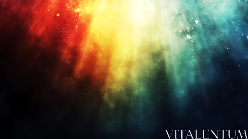 Abstract colorful light beams and mist in digital art style.