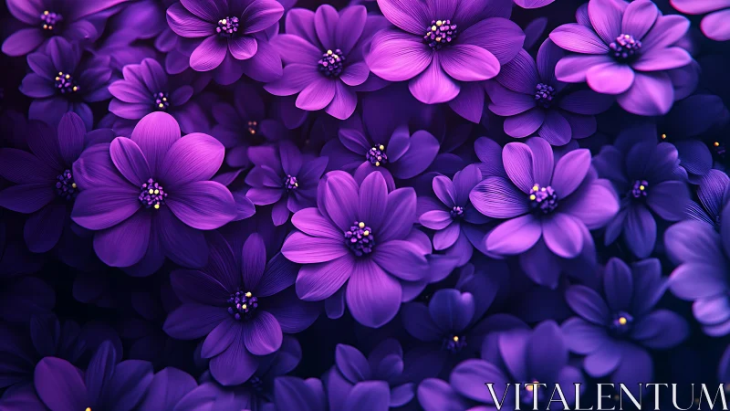 Purple Cosmos Flowers in Full Bloom. Dense Floral Arrangement.