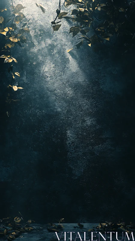 Soft morning rays reveal golden leaves in a quiet corner