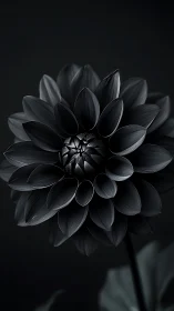 Black Dahlia in Monochrome: Sculptural Flower Study.