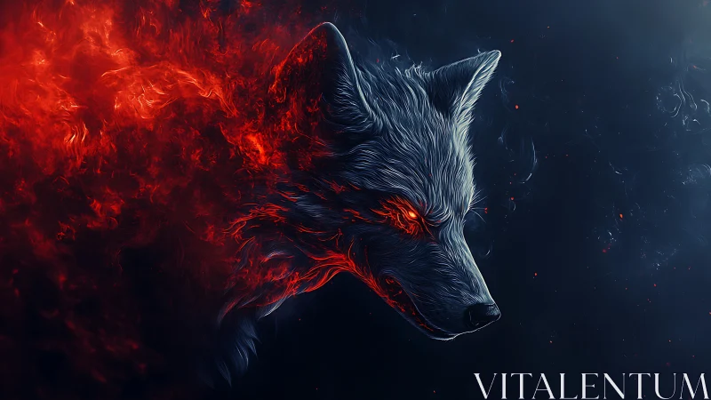 Lupine silhouette transitions into volumetric red flame geometry