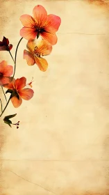 Soft vintage blossoms lean over warm textured parchment