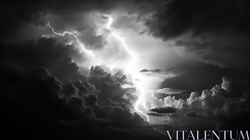 Thunderstorm sky opens in a bright, dramatic lightning strike