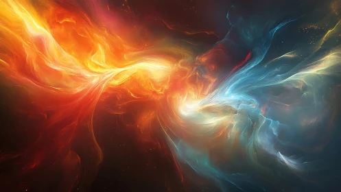 Fluid Dynamics Energy Collision: Dual-Source Radiant Burst with Chromatic Gradient Turbulence