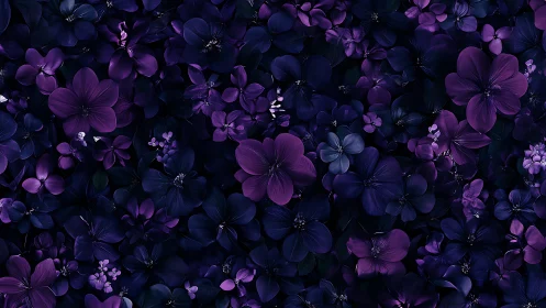 Deep Purple Florals Create a Moody Night Garden Atmosphere