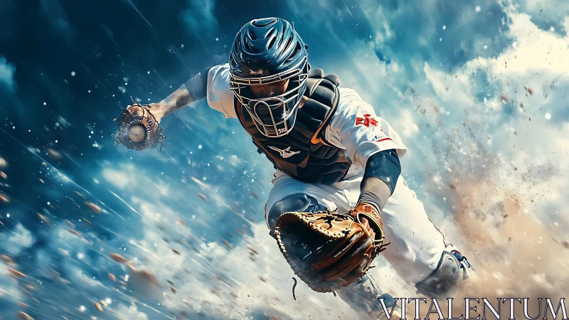 Catcher rockets through dust clouds to snatch the blazing ball