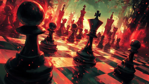 Dynamic wide-angle infernal chessboard under dramatic light