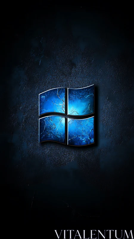 Textured luminous quad-panel emblem on dark grunge field.