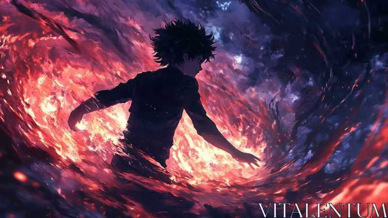 Stormwalker in a spiral of fire and shadowed starlight.