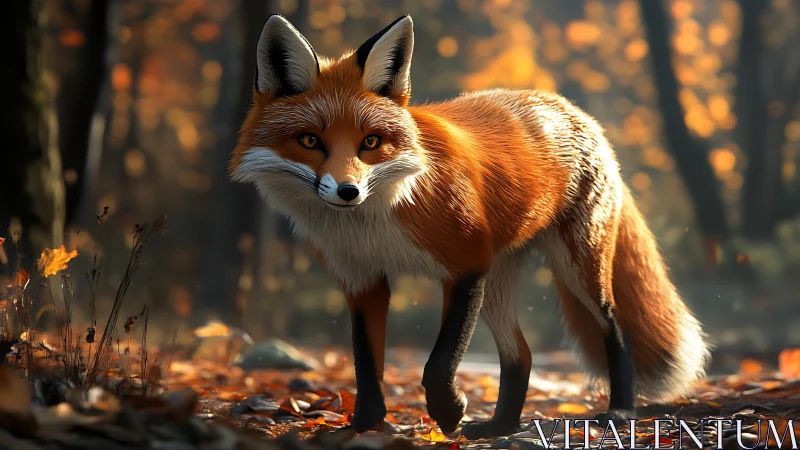 Foxfire curiosity strolls through a softly burning forest