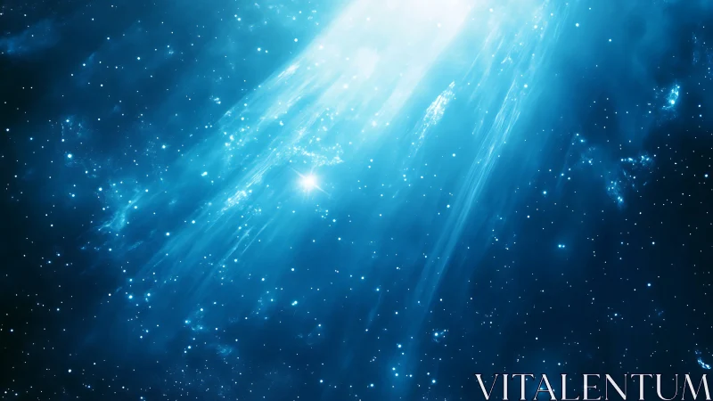 Starlit cascade pouring blue radiance across deep space.