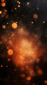Golden bokeh particles glow against deep black space.