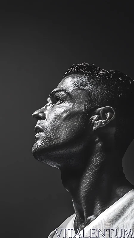 Sweat‑lit athlete profile captures focused upward gaze